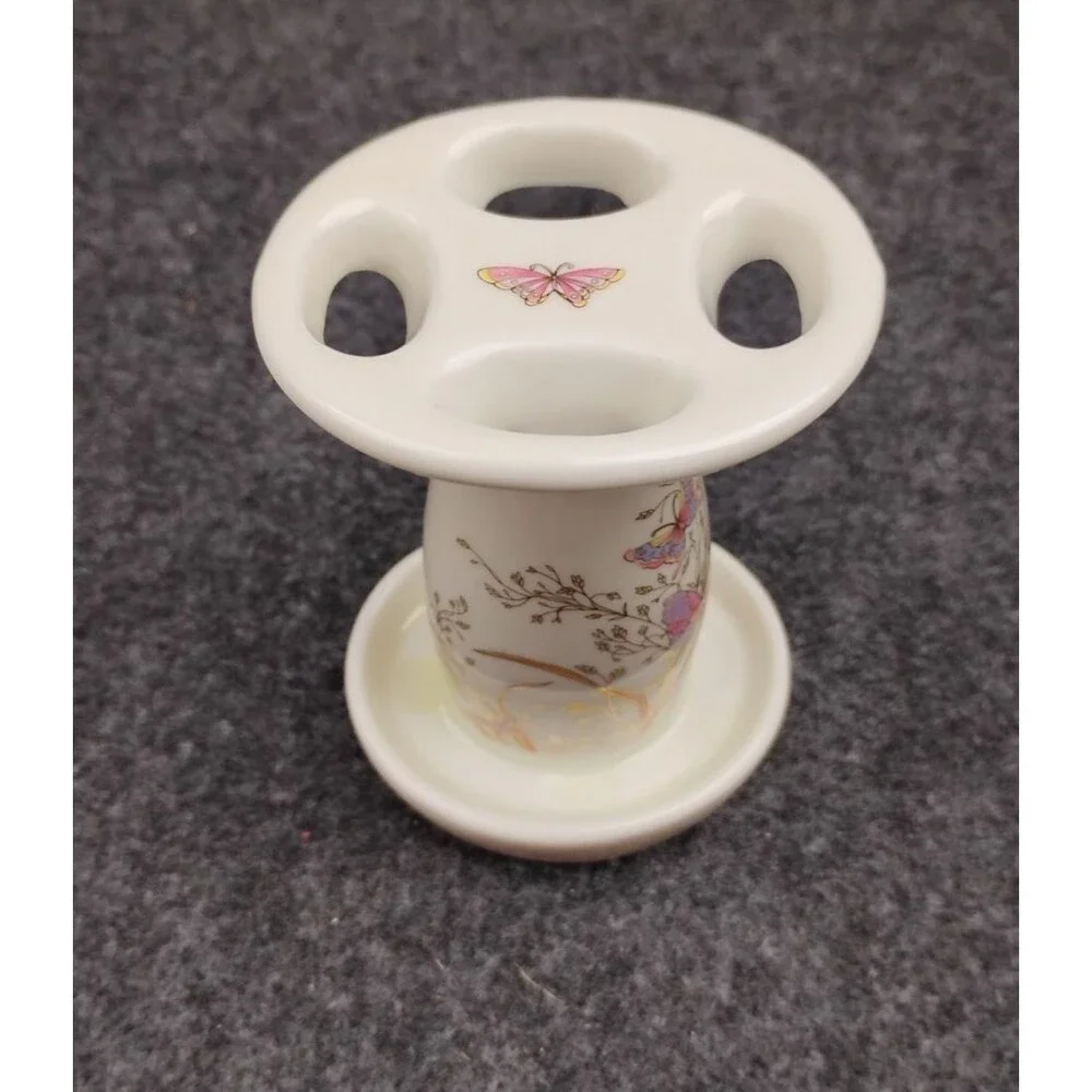Vintage Tooth Brush Holder Purple Pink Butterfly Gold Metallic Takahashi Japan